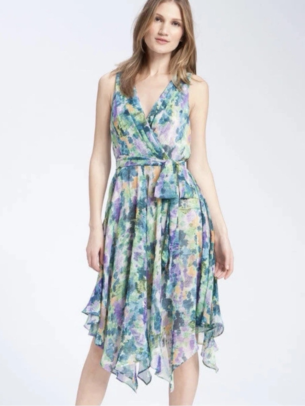 Eliza J Womens Sleeveless Handkerchief Hem Dress Size 8
